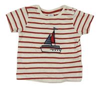 Smetanovo-skořicové pruhované tričko s loďkou Jasper Conran