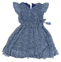 Modré květované třpytivé šifonové šaty C&A