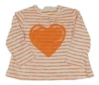 Smetanovo-oranžové pruhované triko se srdcem H&M