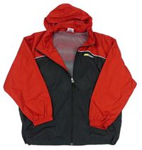 Červeno-čierna šušťáková športová funkčná bunda s kapucňou Reebok