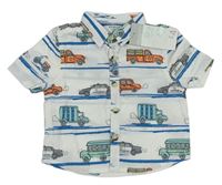 Bielo-modrá košeľa s autami Primark