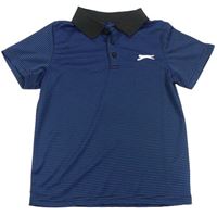 Čierno-modré pruhované polo športové tričko s logom Slazenger