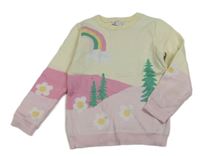 Smetanovo-ružový ľahký sveter s kvetmi a stromky Primark