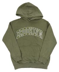 Khaki mikina s nápisom a kapucňou H&M