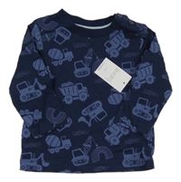 Nové - tmavomodré triko s auty Matalan