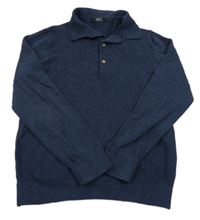 Tmavomodrý ľahký sveter s golierikom Next