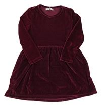 Tmavoružové zamatové šaty Sinsay