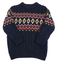 Tmavomodrý vzorovaný svetr Primark