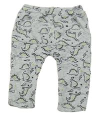 Sivé vzorované tepláky s dinosaurami