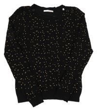 Černý lehký svetr se zlatými tečkami 