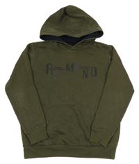 Khaki mikina s nápisem a kapucí 