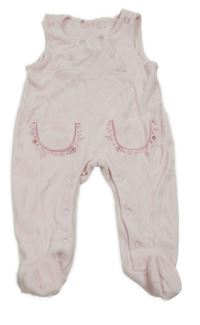 Světlerůžové sametové dupačky s kapsami 