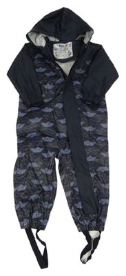 Tmavomodrá vzorovaná nepromokavá kombinéza s kapucí Lupilu