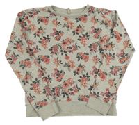 Sivo-ružová kvetovaná mikina