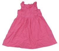 Růžové pruhované lehké šaty s volánky H&M