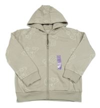 Nové - béžová propínací mikina s auty a kapucí Primark