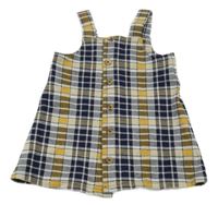 Tmavomodro-žlto-béžové kockované prepínaci šaty F&F