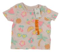 Nové - světlerůžové tričko s ovocem Primark