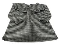 Čierno-biele kockované úpletové šaty Zara