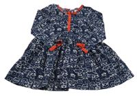 Tmavomodré lehké šaty s kočkami Next