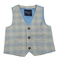 Modro-béžová kostkovaná společenská vesta Next