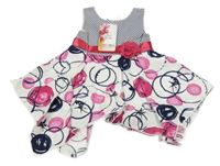 Nové - bielo-ružové vzorované šaty s květem