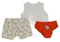3 set - bílý nátělník + smetanové boxerky s Bluey + červené slipy s Tlapkovou patrolou 