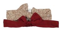 2x čelenka - rubínová + světlerůžová květovaná 