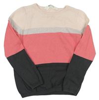 Svetloružová -ružovo-antracitový sveter zn. H&M