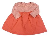 Korálovo-bílé pruhované šaty H&M