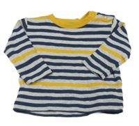 Šedo-tmavomodro-žluté pruhované triko Mothercare