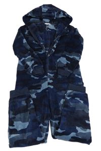 Tmavomodrá army plyšová kombinéza s kapucí M&S