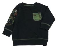 Čierna mikina s drakom a army vreckom Next