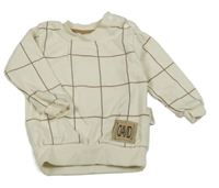 Smetanovo-hnědá kostkovaná mikina 