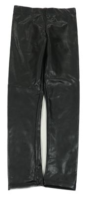 Černé koženkové zateplené legíny H&M