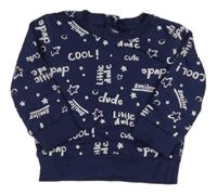 Tmavomodrá mikina s nápismi