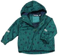 Zeleno-tmavomodrá šusťáková jarní bunda s kapkami a kapucí Lily & Dan