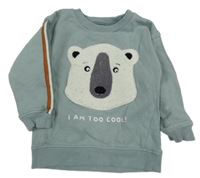 Zelená mikina s medvedíkom Nutmeg