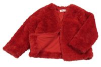 Červený kožušinový podšitý kabát H&M