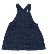 Tmavomodré na traké rifľové šaty so srdiečkami Little kids