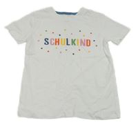 Bílo-barevné tričko s nápisem a puntíky Alana 