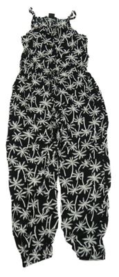Čierno-biely nohavicový overal s palmami Y.F.K.