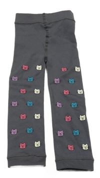 Antracitové zateplené punčocháčové legíny s kočičkami Ergee