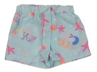 Svetlomodré ľahké kraťasy s hviezdami a mořskou pannou Pep&Co