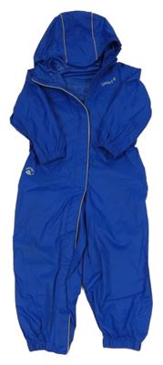 Tmavomodrá šušťáková jarná funkčná kombinéza s logom a kapucňou Gelert