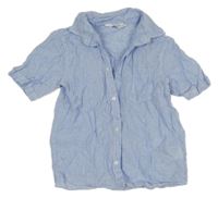 Světlemodro-bílá pruhovaná lněná košile H&M