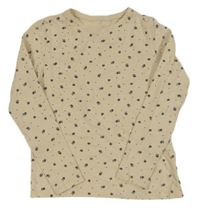 Béžovo-čierne kvetované tričko H&M