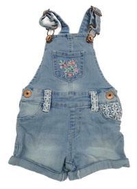 Svetlomodré rifľové na traké kraťasy s kvetmi Denim Co.