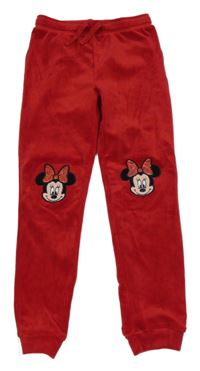 Červené plyšové tepláky s Minnie Disney