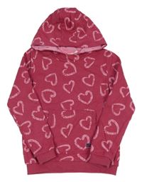 Ružová mikina so srdiečkami a kapucňou Kids
